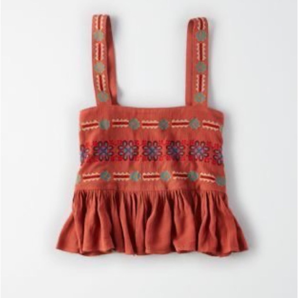 American Eagle embroidery crop tank top size medium worn only twice